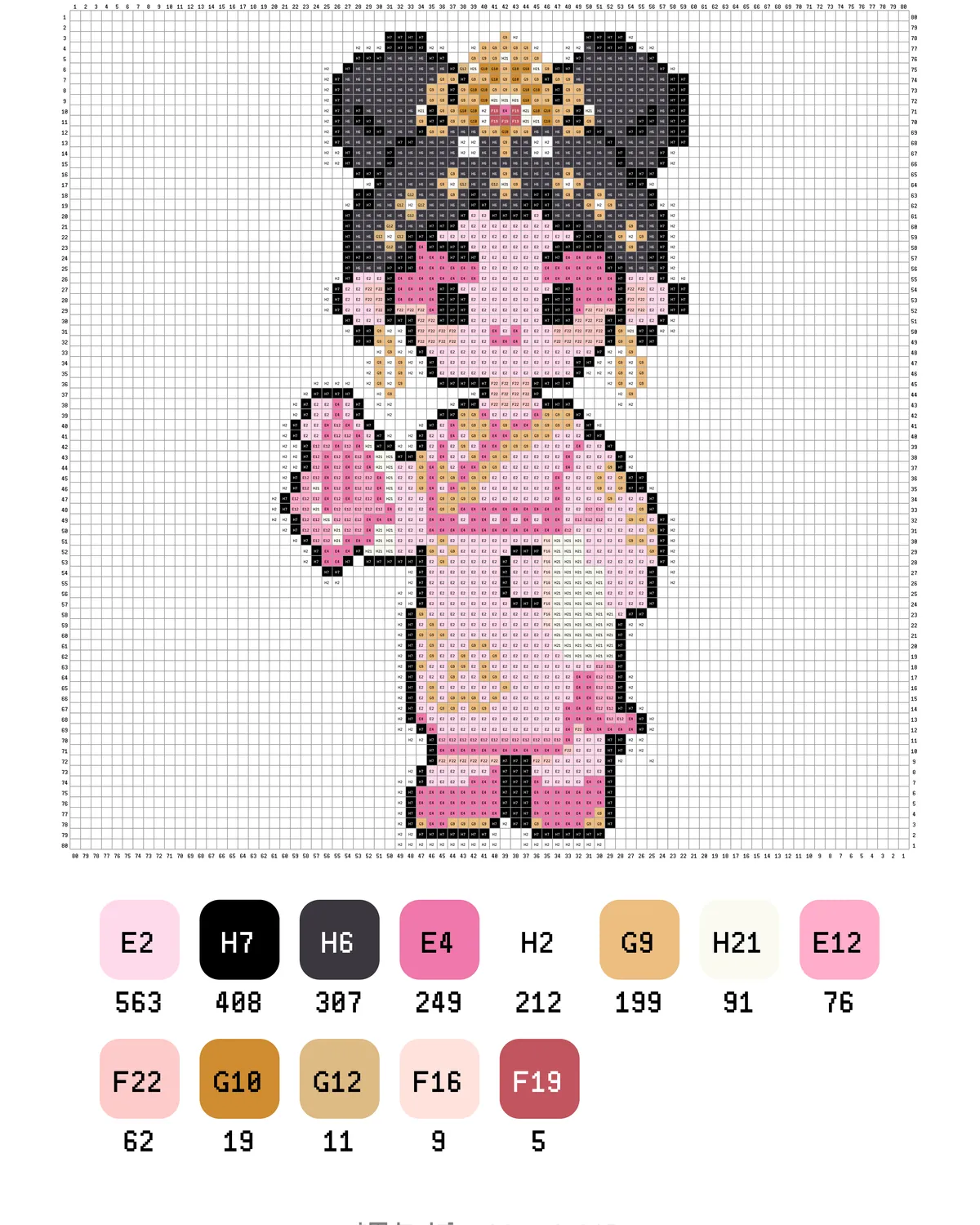 Pink Hanfu Court Lady Fuse Bead Pattern